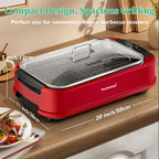 Techwood Indoor Smokeless Grill, 1500W, Black, Electric Portable Korean BBQ Grill with Tempered Glass Lid