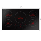 Empava 36 in. Electric Stove Induction Cooktops with 5 Power Boost Heating Elements Smooth Surface Vitro Ceramic Glass in Black