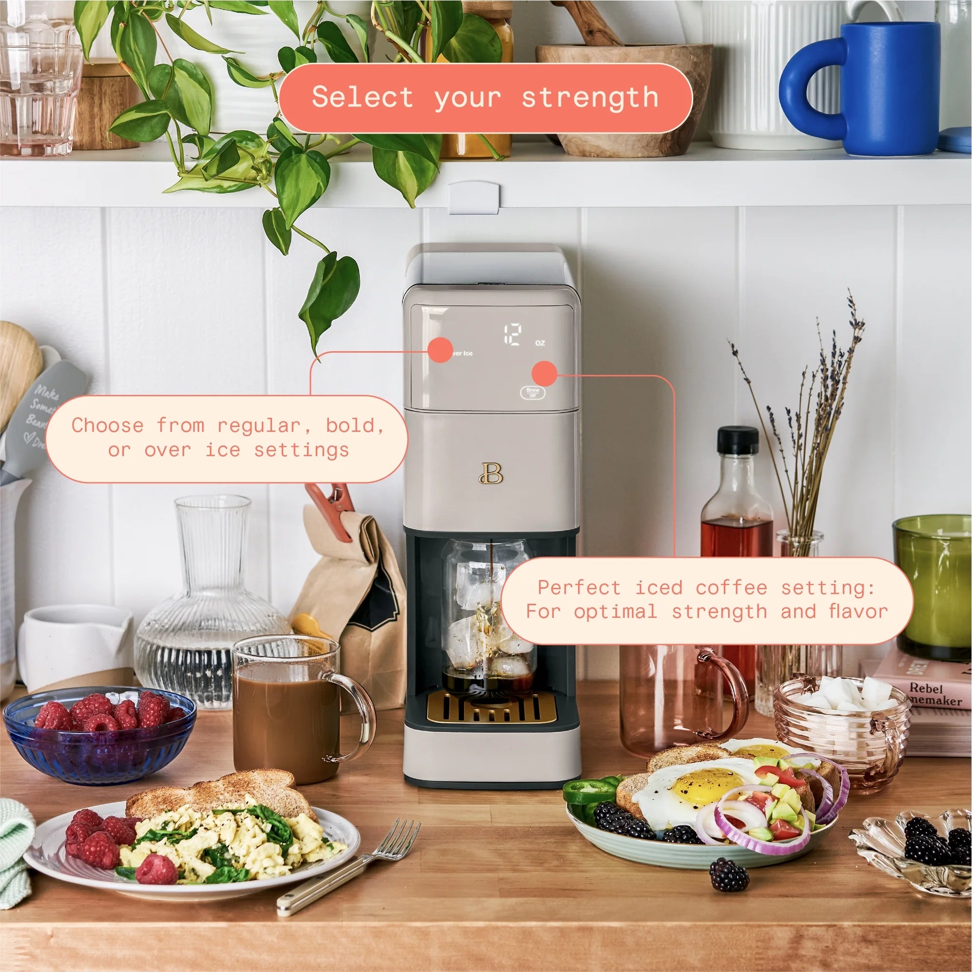 Beautiful Perfect Grind�?Programmable Single Serve Coffee Maker, White Icing by Drew Barrymore