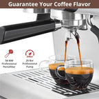 COZONY Espresso Machine 15 Bar, 2.5 L Water Tank, Semi Automatic Coffee Maker with Grinder, Milk Frother/Steam Wand, Italian Pump, All-in-One Espresso Machine, Stainless Steel, Silver