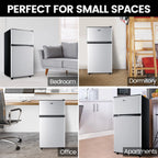 2 Door Mini Fridge with Freezer,3.5Cu.ft Small Freezer,7 Adjustable Thermostat,Blue,New