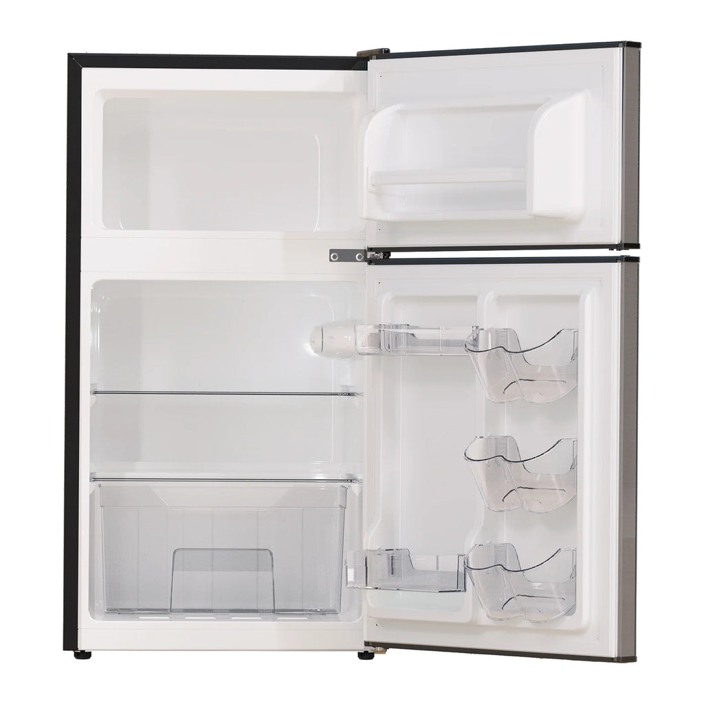 Frestec 2-Door Mini Fridge - 3.2 Cu Ft, Energy Star Rated, Perfect for Dorm or Apartment,Stainless Steel