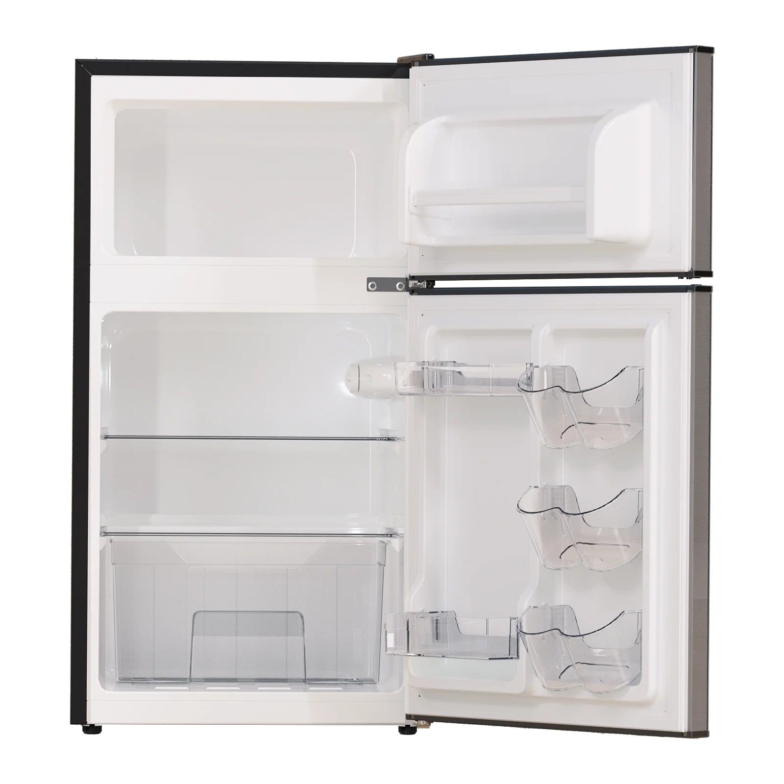 Frestec 2-Door Mini Fridge - 3.2 Cu Ft, Energy Star Rated, Perfect for Dorm or Apartment,Stainless Steel