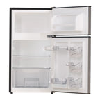 Frestec 3.2 Cu ft Two Door Mini Fridge with Freezer, Stainless Steel, E-Star