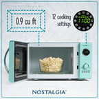 Nostalgia Retro 0.9 Cu. ft. 800-Watt Countertop Microwave Oven, Aqua