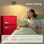 Auseo 3.1 Cu.Ft Double Door Mini Fridge with Freezer, Compact Retro Refrigerator for Dorm, Office, Bar, Bedroom, Black