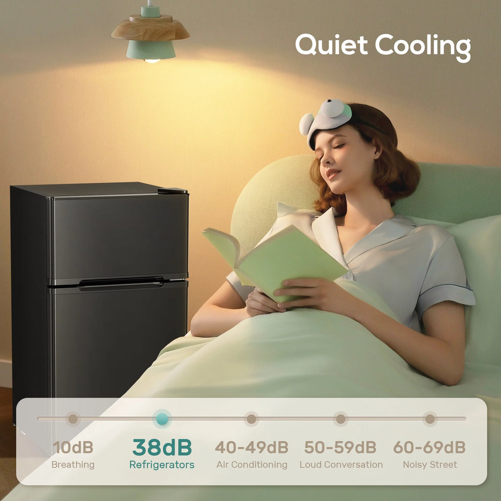 Auseo 3.1 Cu.Ft Mini Fridge 2 Door, Small Fridge 115 Volt/60 Hz, Low Noise Mini Refrigerator with Adjustable Temperature, Removable Shelves, Suitable for Home/Kitchen/Office/Dorm/Apt-Black