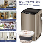 Full-Automatic Washing Machine, Portable Laundry Washer, Compact 17.7 lbs, LED Display, Drain Pump, 10 Wash Programs 8 Water Levels