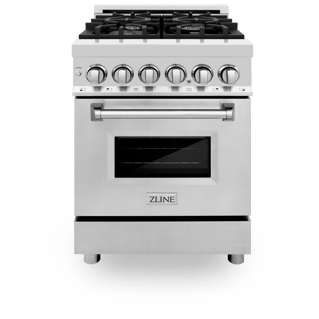 ZLINE 24 In. 2.8 Cu. Ft. Professional Dual Fuel Range In Stainless Steel With Brass Burners (RA-BR-24)