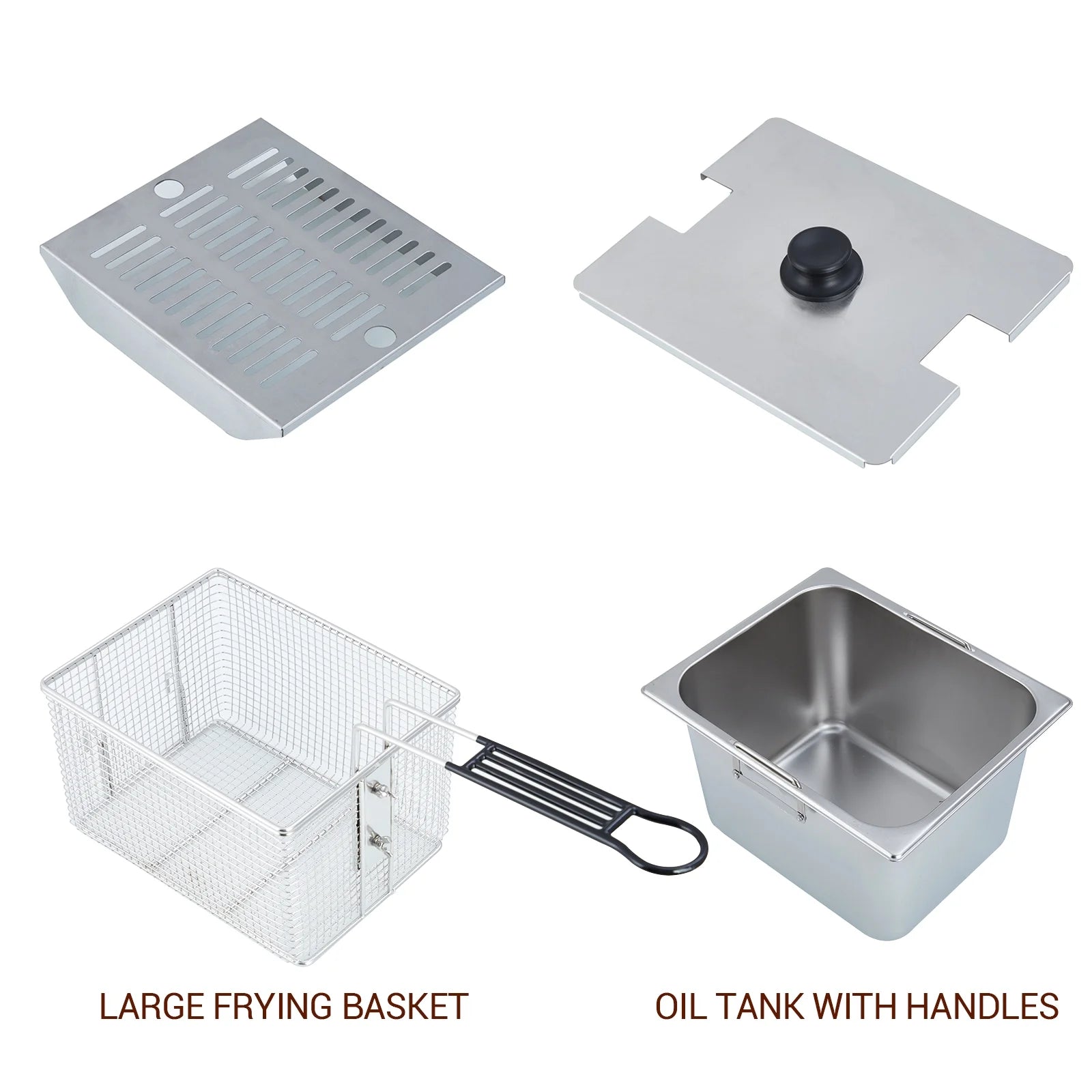 Electric Deep Fryer,Tank Stainless Steel Deep Fryer, Temperature Control, Countertop Fryer for Home Kitchen and Restaurant, 110V