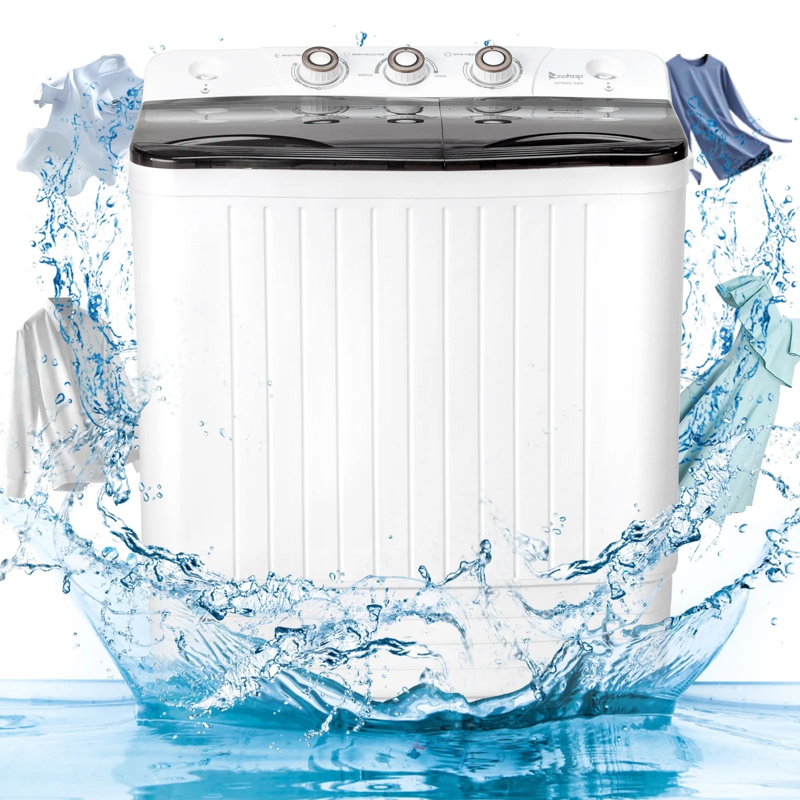 UbesGoo Compact Twin Tub Portable Mini Washing Machine 20lbs Total Washing Machine W/Drain Pump