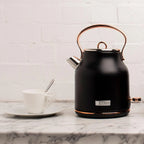 Heritage 1.7L Stainless Steel Electric Water Tea Kettle, Black & Copper
