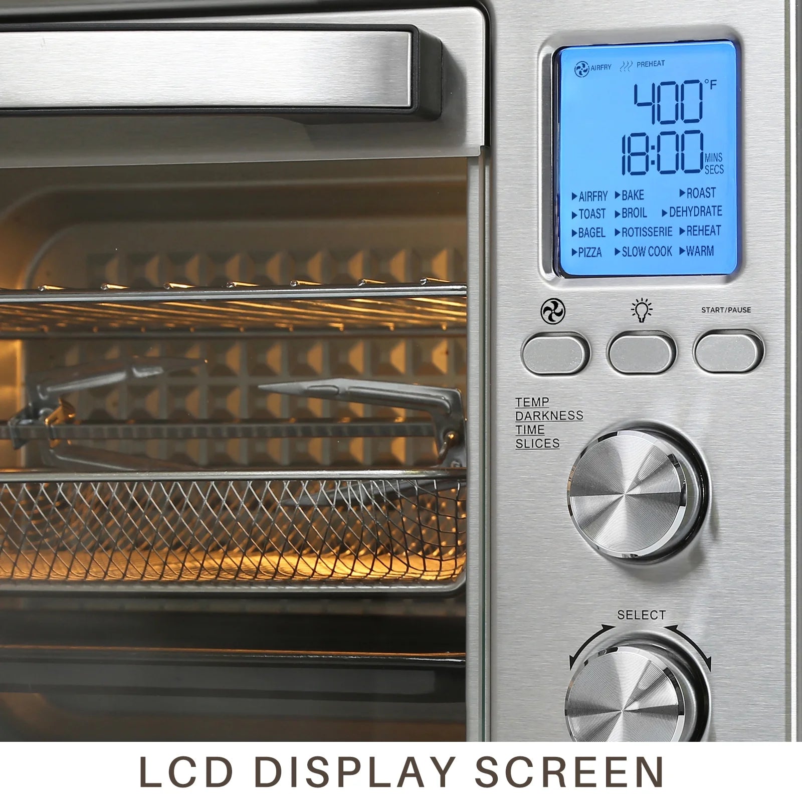 LNC 34 qt Air Fryer, Black - Ready Light Indicator