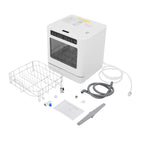 6.8L/1.8 Gallon Rectangular White Portable Mini Dishwasher Countertop Dishwasher, Household Mini Dishwasher