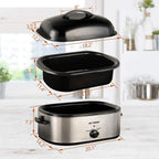 20 Quart Electric Roaster Oven, Turkey Roaster Electric, Roaster Oven Buffet, Selfbasting Lid, Removable Pan, Full-Range Temperature Control Cool-Touch Handles, Turkey Roaster, Black