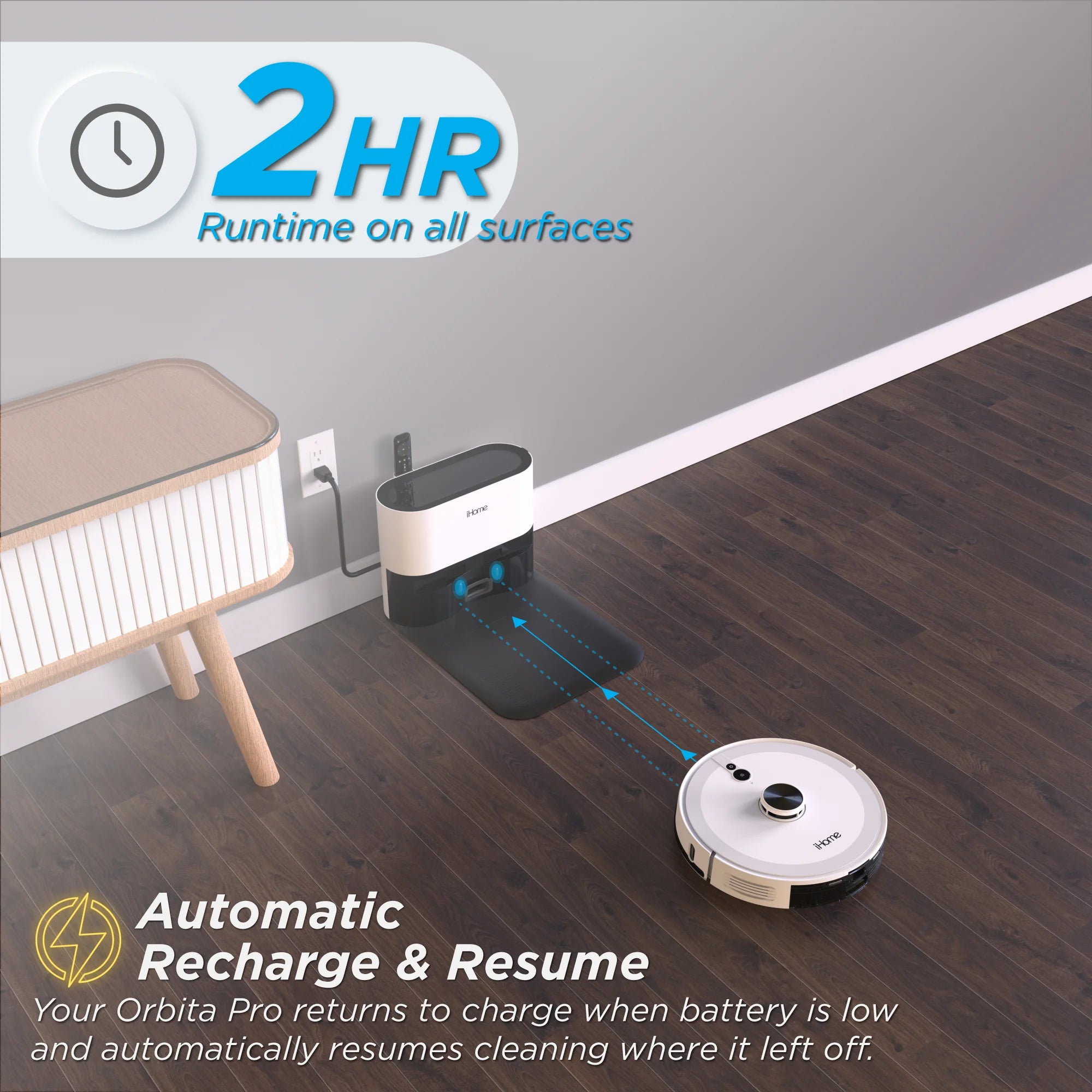 iHome Orbita Pro LIDAR Robot Vacuum + Mop with Auto Empty Base