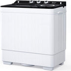 KEINXS Twin Tub with Built-in Drain Pump XPB65-2288S 26Lbs Semi-automatic Twin Tube Washing Machine for Apartment, Dorms, RVs, Camping and More, White&Black US Standard