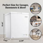 Igloo 5.0 Cu. Ft. Chest Freezer With Removable Basket, Free-Standing Door Temperature Ranges From-10?�� to 10?�� F, Front Defrost Water Drain, Perfect for Homes, Garages, Basements, RVs, White