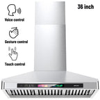 Brano 30-Inch Canopy Range Hood, Wall Mount, 900 CFM, 4-Speed Exhaust Fan, Stainless Steel, LED Lights, Memory Mode