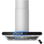 30" Island Range Hood 700CFM, Stainless Steel, Gesture/Touch/Remote Control, LED Light?