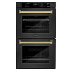ZLINE 30 in. Autograph Edition Professional Convection Double Wall Oven with Air Fry and Self Clean in Black Stainless Steel with Polished Gold Handles (WADBZ-30-G)