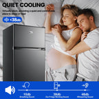 2 Door Mini Fridge with Freezer,3.5Cu.ft Small Freezer,7 Adjustable Thermostat,Blue,New