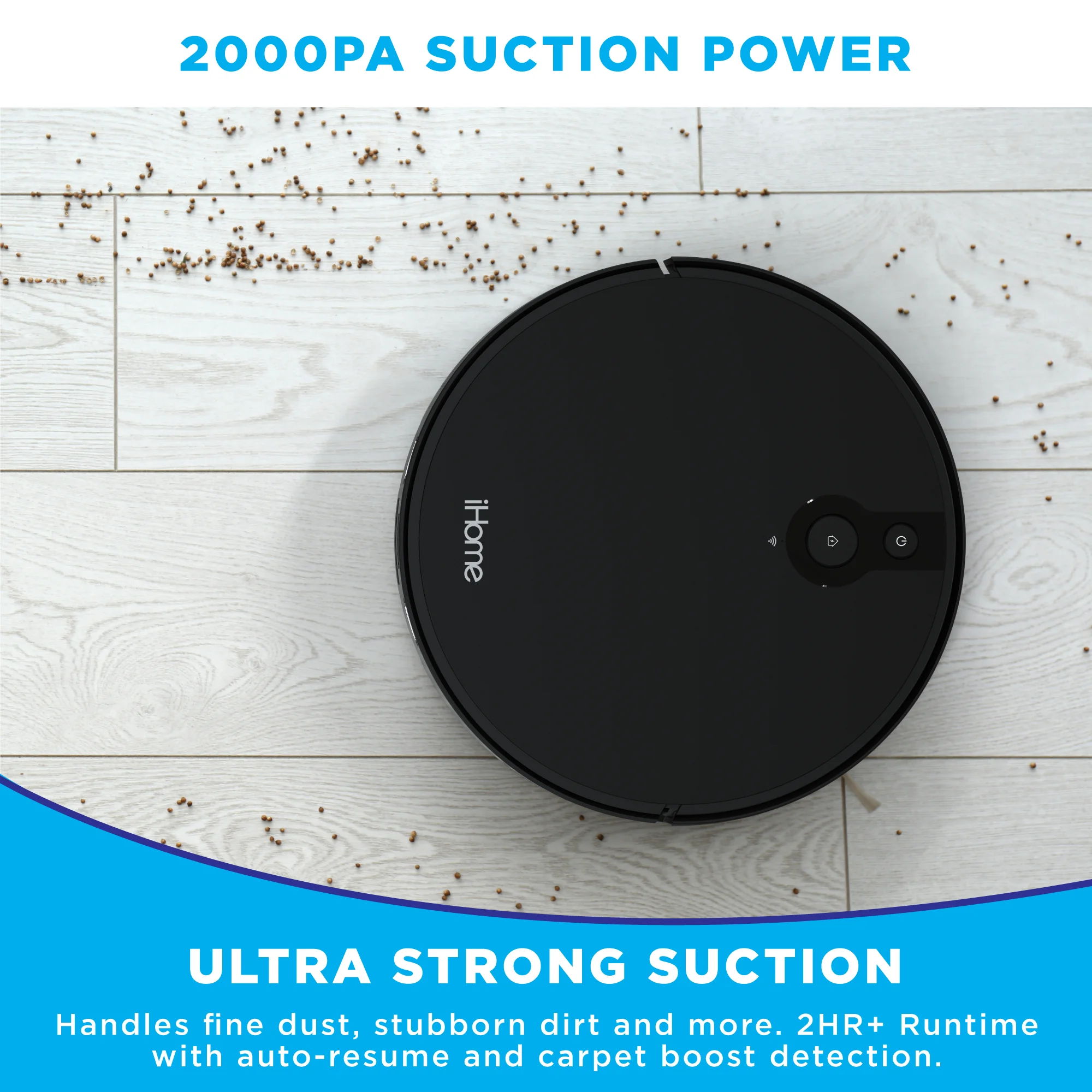 iHome AutoVac Eclipse Pro 3-in-1 Robot Vacuum and Vibrating Mop, Homemap Navigation