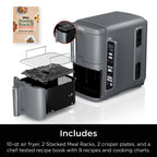 Ninja DoubleStack XL 2-Basket Air Fryer, DoubleStack Technology Cooks 4 Foods at Once, Space Saving Design, 10 QT, 4-in-1, Smart Finish & Match Cook, SL400