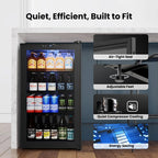 Yeego Beverage Cooler Refrigerator, Freestanding Beverage Fridge with Glass Door,102 Cans