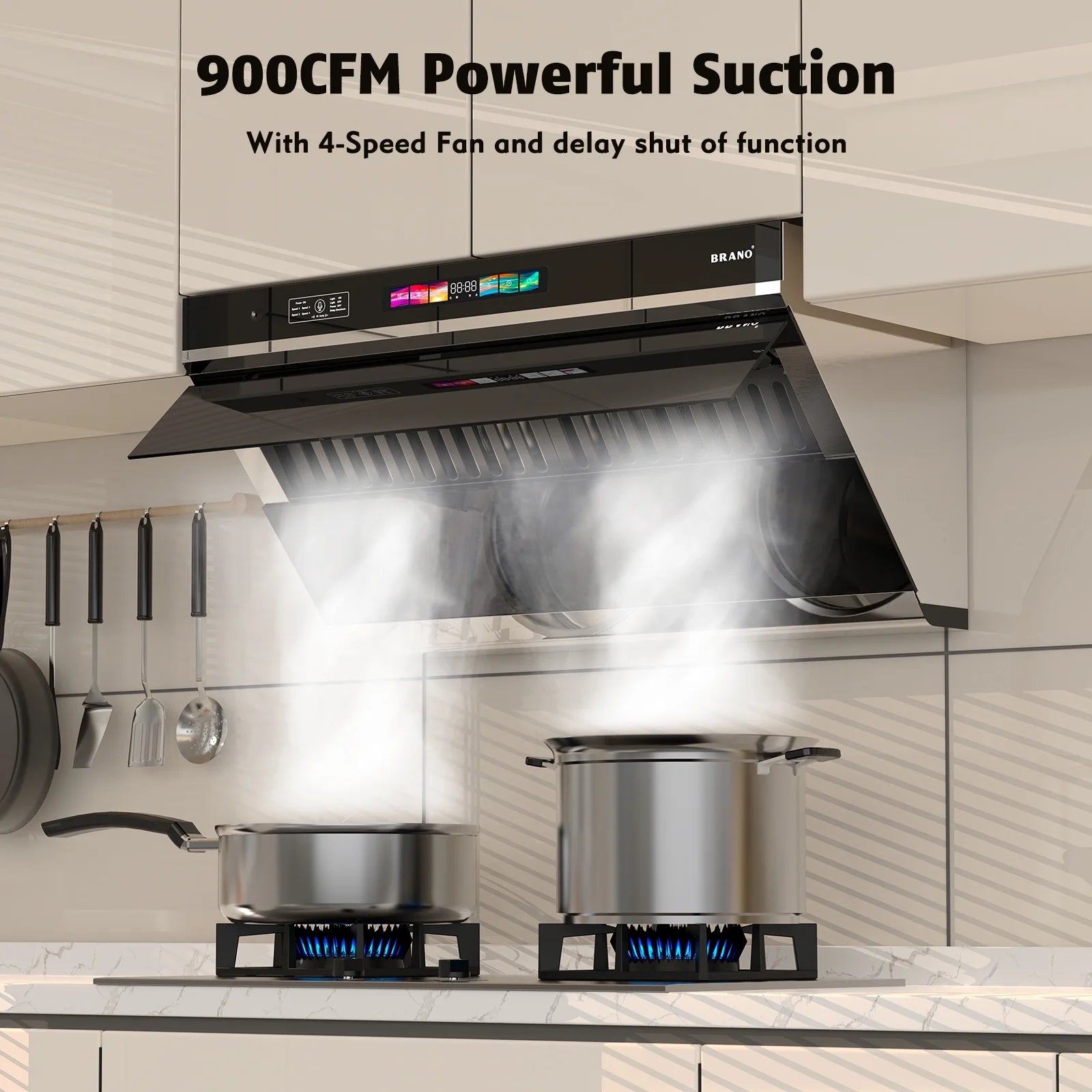 30 inch 900 CFM Convertible Under Cabinet Range Hood with  Charcoal Filter, Voice/Gesture/Touch Control