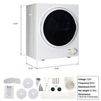 Tcbosik ZOKOP 1.6 cuft Compact Portable Household Clothes Dryer, 120V Stainless Steel Drum Dryer for Apartments, Home, Dorm, MECHANICAL Control and ETL Certification, Black & White