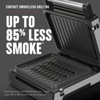 Open Box George Foreman 4�C6 Serving Electric Indoor Grill, Contact Smokeless Grilling with Removable Plates and Drip Tray, Stainless Steel Housing
