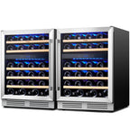 Yeego 30" Wine and Beverage Refrigerator,Two 15" Wine and Beverage Cooler Under Counter or Freestanding, Hold 33 Bottles and 80 Cans(Two Pack)