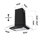 CIARRA Wall Mount Range Hood 30 inch with Tempered Glass 450 CFM Kitchen Vent Hood Ductless Ducted Convertible CAS50275