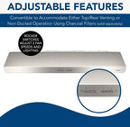 Broan-NuTone BKSH130BL Sahale 30-inch Under-Cabinet Easy Install 4-Way Convertible Range Hood with 2-Speed Exhaust Fan and Light, 300 Max Blower CFM, Black