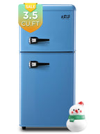 Krib B Compact Refrigerator 3.5 Cu.ft, Mini Fridge with Freezer, Modern Fridge with Dual Door, 7 Grade Temperature Adjustment, Silver