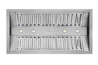 Hauslane | Pro-Style 46a?? IN-R300 Built-In Range Hood, 21a?? Deep | Low Noise Performance | Contemporary Design, Full-Size Handles, Professional-Grade Baffle Filters & Grease Tray, LED Lamps