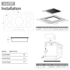Empava 36 in. Electric Stove Induction Cooktops with 5 Power Boost Heating Elements Smooth Surface Vitro Ceramic Glass in Black