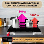 Equator 21" Portable 2-Burner Induction Cooktop LIGHT with ALUMINUM HANDLE 110V
