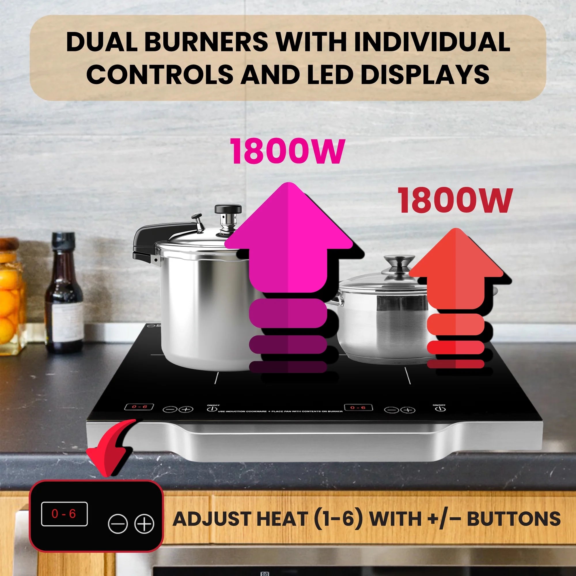Equator 21" Portable 2-Burner Induction Cooktop LIGHT with ALUMINUM HANDLE 110V