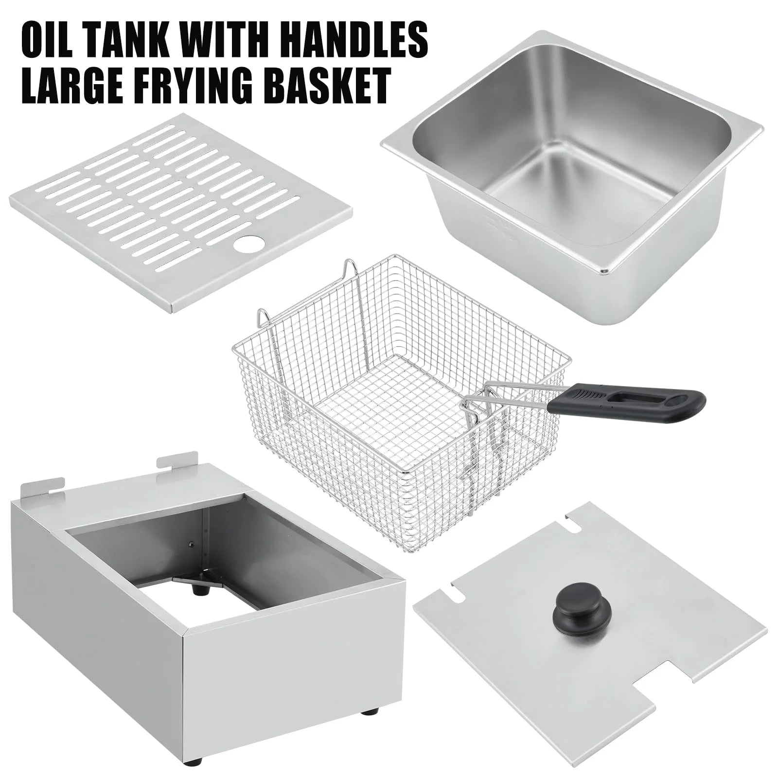 Electric Deep Fryer,Tank Stainless Steel Deep Fryer, Temperature Control, Countertop Fryer for Home Kitchen and Restaurant, 110V