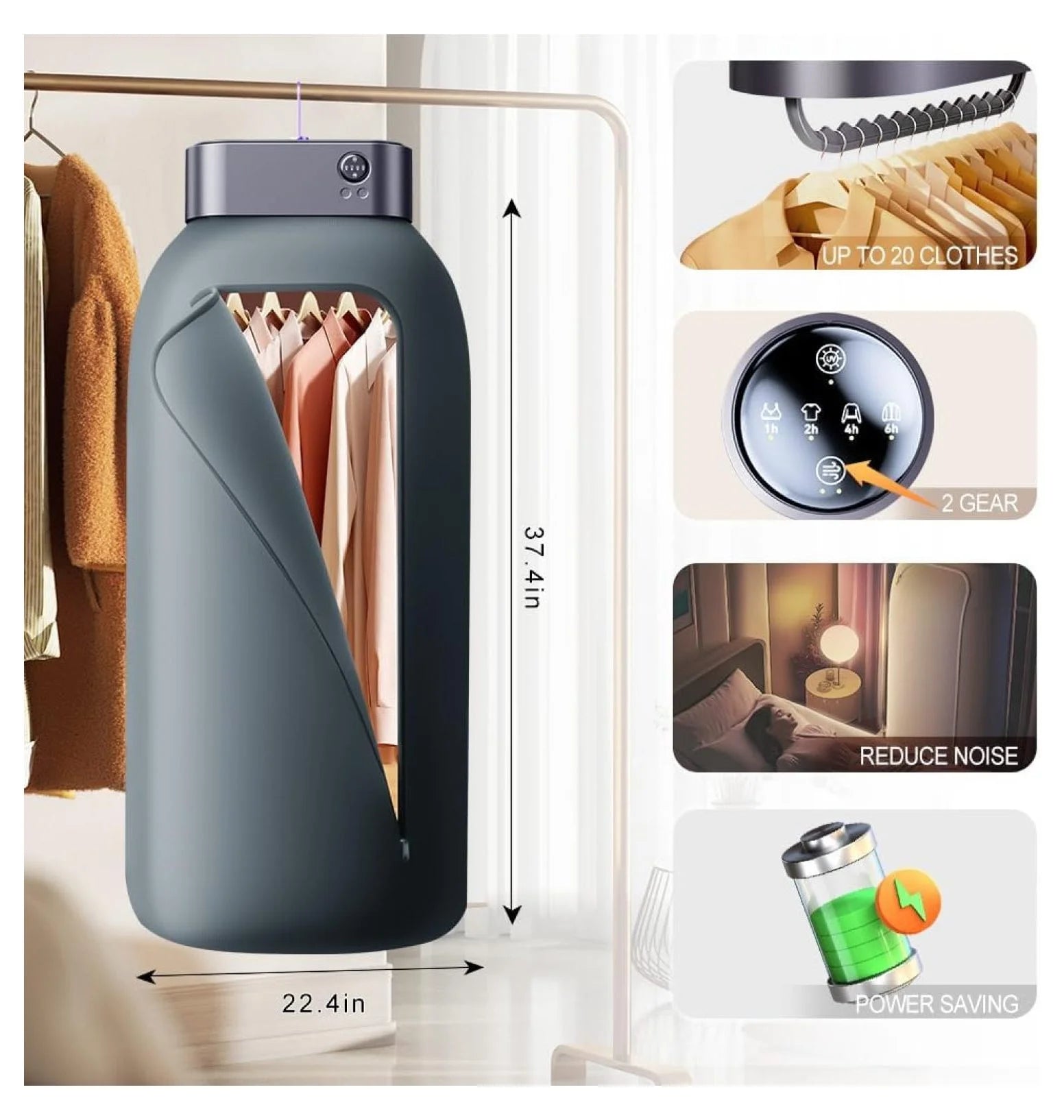 Portable Clothes Dryer Mini Clothes Dryer Save Space Folding Compact Dryer Machine With Dry Bag For Laundry Electric Portable Dryer For Camping ��Business Trip�� Travel ��Home And Apartment Grey