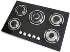 Miumaeov Gas Cooktop 30" Tempered Glass Gas Hob LPG/NG Cooktops Cooker Cooktop High Power Burners Kitchen Cooktop Black