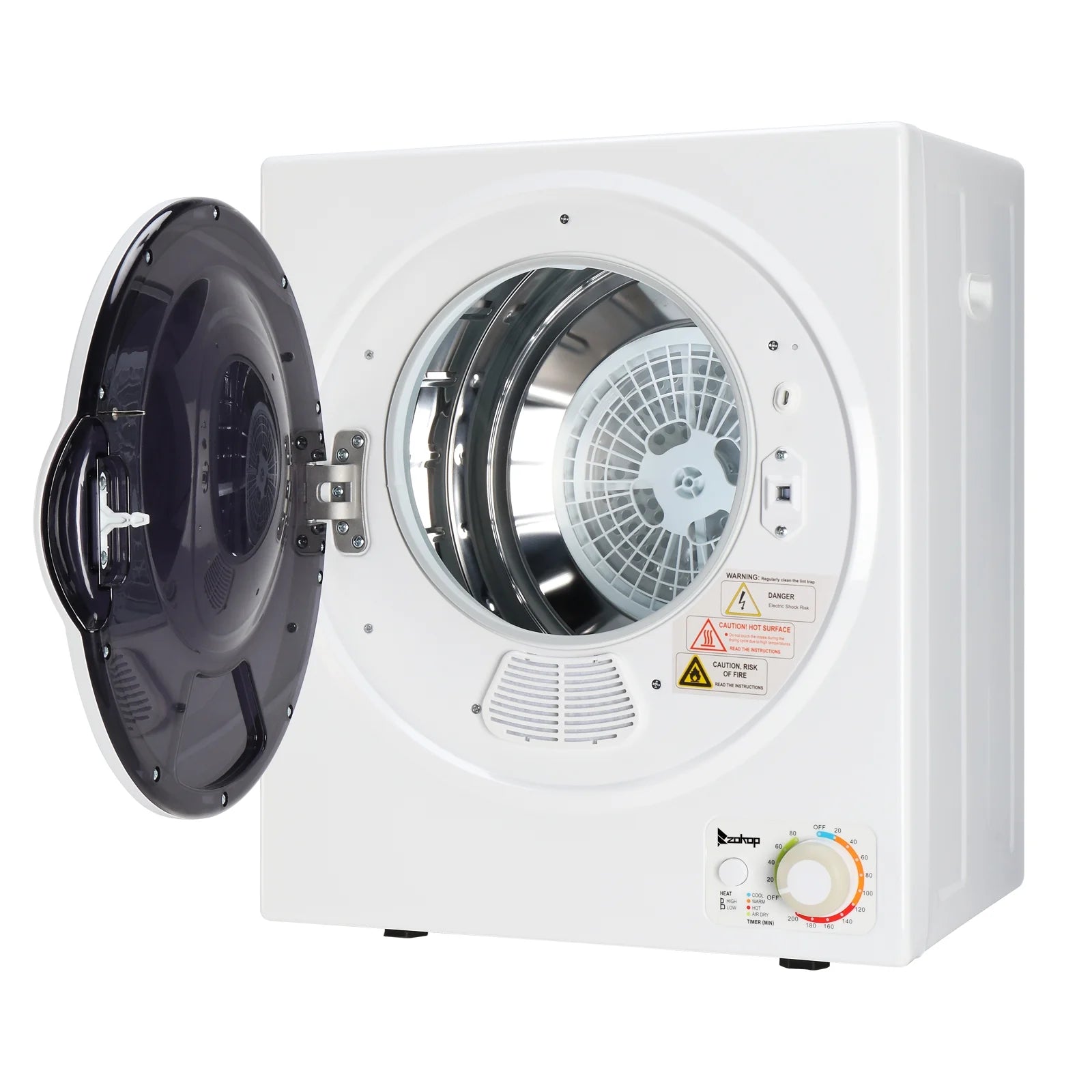 GYM25-78 Compact Portable Household clothes Dryer 1.6cuft with Stainless Steel Drum Black and White 120V MECHANICAL Control ETL Certification