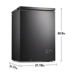 KNDKO 3.5cu.ft Compact Chest Freezer, Mini Freezer with Adjustable Temperature, 2 Removable Baskets, Top Open Door, Energy Saving, Black