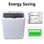 Hassch Semi-Automatic Washing Machine with 2 Tub, Compact Laundry Machine with Built-in Drain for Home, Apartment, Gray