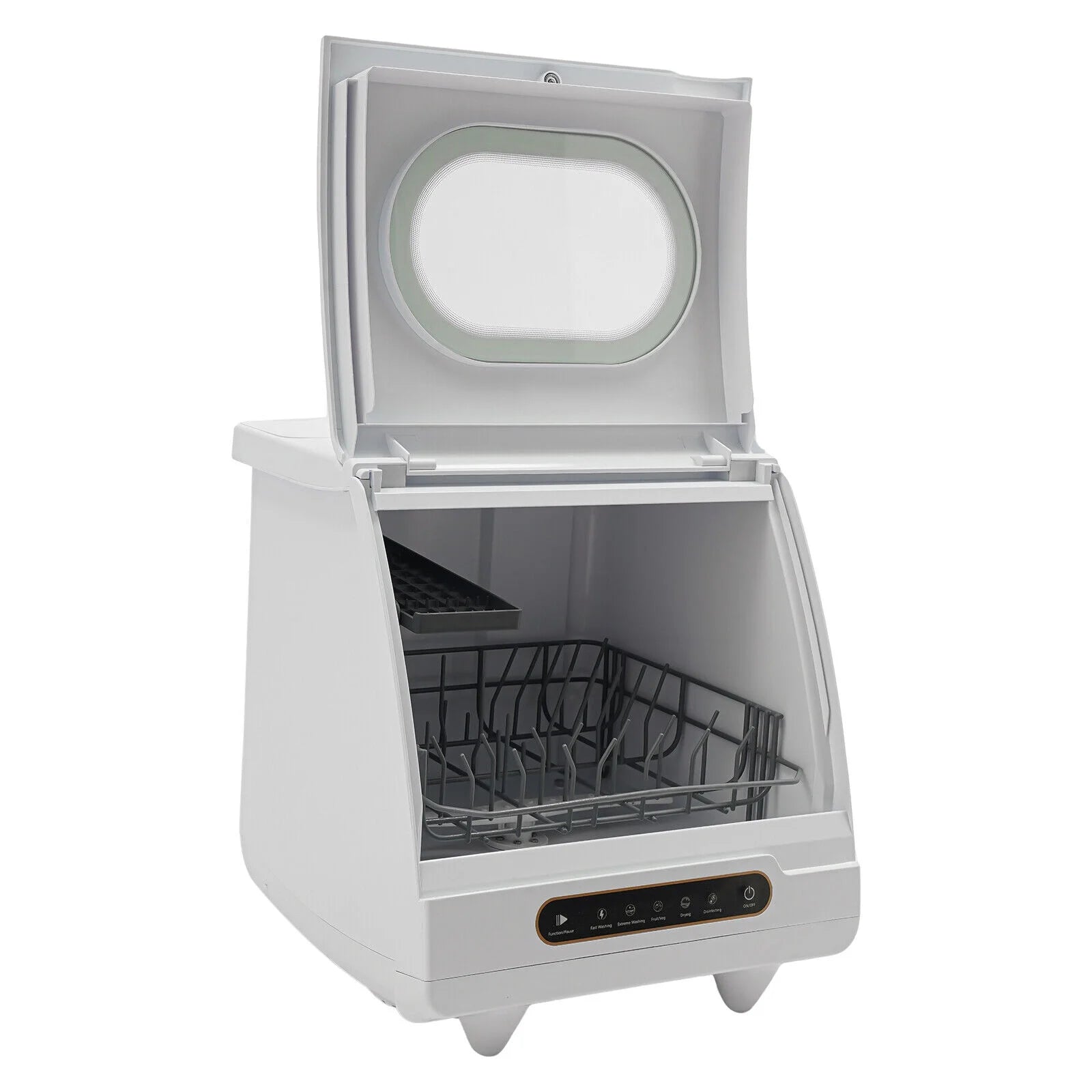 1200W Portable White Countertop Dishwasher Compact Dishwasher 5 Washing Programs