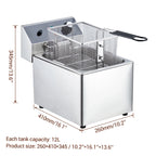 Electric Deep Fryer,Tank Stainless Steel Deep Fryer, Temperature Control, Countertop Fryer for Home Kitchen and Restaurant, 110V