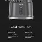 SIFENE 200W Cold Press Juicer Machine for Fruits and Vegetables, Masticating Juice Maker with 83mm Wide Chute, High Yield, Easy Clean, Gray