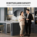 Whynter 15 Inch Wine Fridge Cooler - 33 Bottles Wine Fridge with Glass Door, Small Wine Refrigerator with 3 LED Light Built-in for Home Bar Kitchen